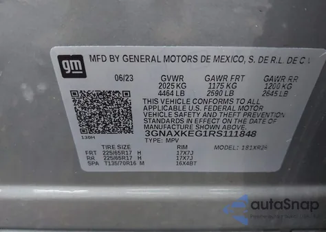 2024 Chevrolet Equinox Fwd Lt z USA, uszkodzony, nr VIN 3GNAXKEG1RS111848